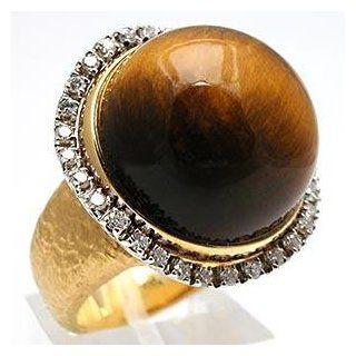 Roberto Coin Claire De Lune Tigers Eye Diamond Cocktail Ring Solid 18k 