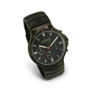Skagen Mens Black Titanium Chronograph Watch #489LTMXB: Watches 