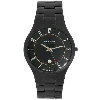 Skagen Mens 801XLTBXB Titanium Black Dial Titanium Watch: Watches 