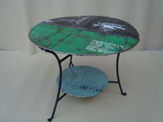 Iron Industrial Recycled Furniture used Drum Round Knockdown Coffee 