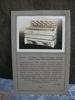 1930s Antique 4 salesman catalogue cards musical accordion photos 