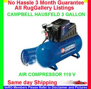CAMPBELL HAUSFELD 3 GALL AIR COMPRESSOR INFLATOR 25 Ft HOSE 110 Volt 