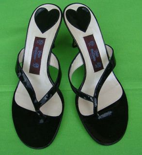 John Galliano Black Patent Leather Thong Sandals Size 36 ½ 36.5 US 