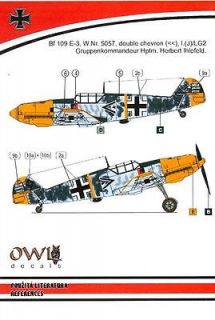 Owl Decals 1/48 MESSERSCHMITT Bf 109E 3 Fighter Gruppenkommand​eur 