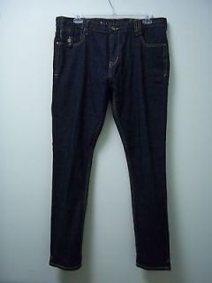 CAIN & ABEL Mens Navy Blue Zipper Fly Casual Jeans LEAN TAPERED 38 X 