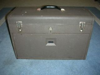   DRAWER BROWN WRINKLE FINISH MACHINIST TOOL CHEST BOX+KEY GOOD