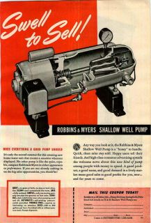 1948 Robbins & Myers Shallow Well Pump Holtite Continental Screw ad