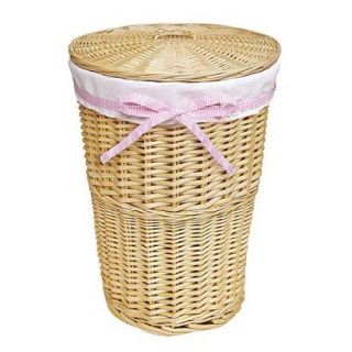 Round Wicker Hamper   Natural/ White product details page