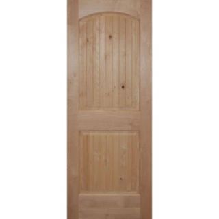 Builders Choice30 in. Prehung Knotty Alder 2 Panel Arch Top V Grooved 