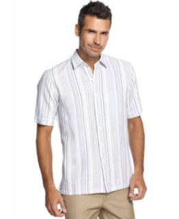 Tasso Elba Big and Tall Shirt, New Intext Stripe Linen Blend Shirt