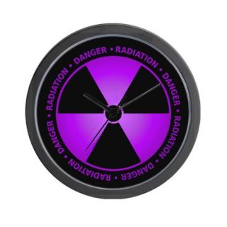 Geek Gifts  Geek Clocks  Purple Radiation Symbol Wall Clock