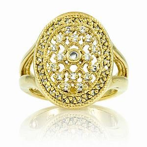 Buy Emitations Leevas CZ Diamond Wedding Ring, Gold Tone, Size 6 