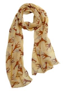 Tall Order Scarf   Tan, Brown, Print with Animals, Novelty Print 
