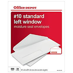 Office Depot® Brand Window Envelopes, Window On Bottom Left, #10 (4 1 