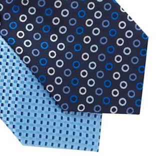 Pack of two blue woven ties  