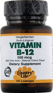Country Life Vitamin B12 Sublingual    500 mcg   100 Lozenges 