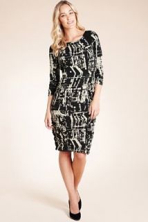 Abstract Print Ruched Dress with Secret Support™   Marks & Spencer 