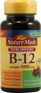 Nature Made Vitamin B 12 Sublingual Cherry    1000 mcg   50 Lozenges 