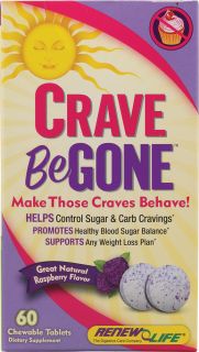 Renew Life Crave Be Gone Sugar and Carb Cravings Support Raspberry 