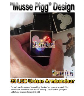 Musse Pigg” Design 33 LED Unisex Armbandsur på Tradera. Unisex 