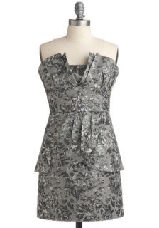 The Brocade and the Beautiful Dress   Grey, Silver, Floral, Pleats 