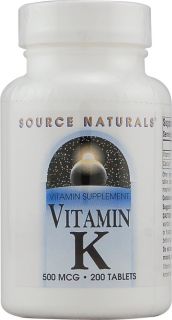 Source Naturals Vitamin K    500 mcg   200 Tablets   Vitacost 