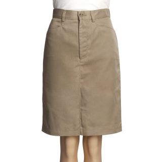 Knee Length Pencil Skirt   Front Zip (For Women) in British Khaki