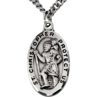 Mens Sterling Silver Pendant   St. Christopher Medal  Meijer