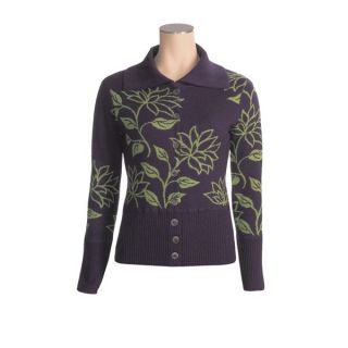 Neve Trudy Floral Cardigan Sweater   Merino Wool, Button Front (For 