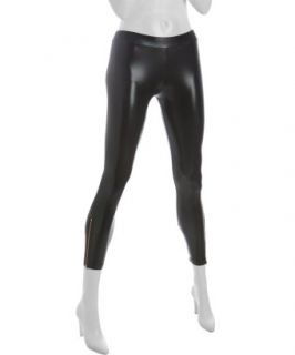 Plan B : black latex glossed side zip detail stretch leggings : style 