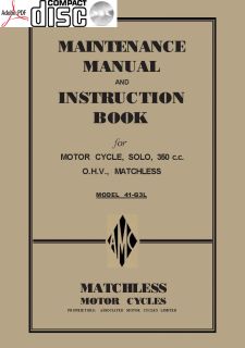 Instruktions och Verkstadshandbok till Matchless G3L 1941 på CD ROM 