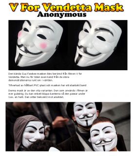 For Vendetta Mask – Anonymous på Tradera. Unisex 