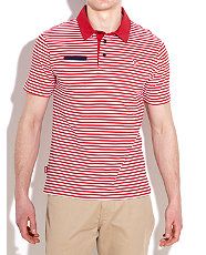 Red (Red) Le Breve Striped Polo T Shirt  246499260  New Look