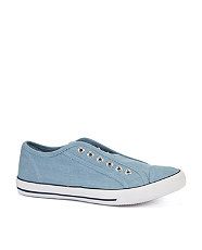 Blue (Blue) Blue Hudson and Rose Laceless Canvas Trainers  267588440 