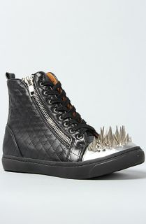 Jeffrey Campbell The Adams Sneaker in Black Quilt and Silver Spikes 