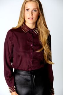  Clothing  Tops  Day Tops  Lottie Gold Studded Shirt