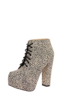  Footwear  Boots  Diva Black Dalmatian Print Platform 