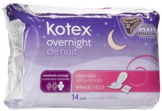 Kotex Ultra Thin Overnight Maxi Pads with Wings   