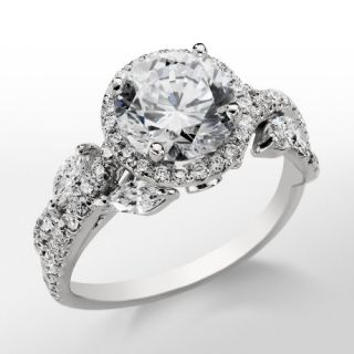 Monique Lhuillier Floral Halo Engagement Ring in Platinum  Blue Nile