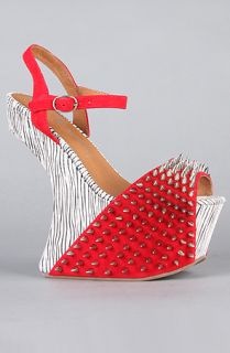 Jeffrey Campbell The Vicious Ex Shoe in Red White and Black Zebra 