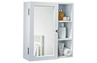 Single Mirror Bathroom Cabinet with Shelves   White. from Homebase.co 