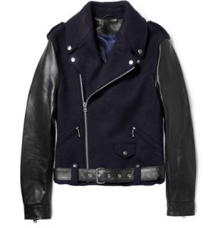 Acne Cassady Leather Sleeved Wool Biker Jacket  MR PORTER