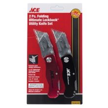 Ace® 2 Piece Folding Utimate Lockback Utility Knife Set   Ace 