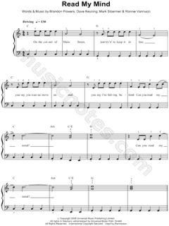 The Killers   Read My Mind Sheet Music (Easy Piano)    