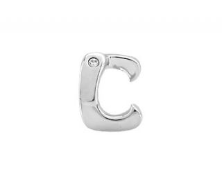 Letter L and White Austrian Crystal Accent Bead Charm in Sterling 
