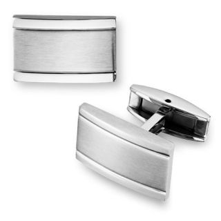 Brushed and Polished Cuff Links in Stainless Steel  Blue Nile