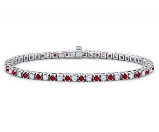 Ruby and Diamond Bracelet in 18k White Gold (1 1/2 ct. tw.)  Blue 