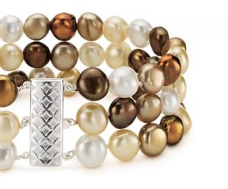 Chocolate Freshwater Cultured Pearl Bracelet with Sterling Silver 