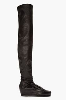 Rick Owens Black Thigh high Stretch Boots for women  