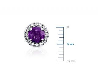 Amethyst and Micropavé Diamond Earrings in 18k White Gold (5mm 